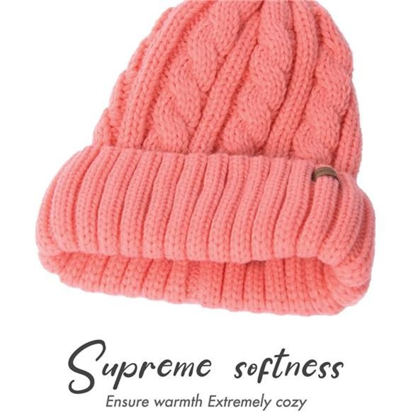 Camptrace Winter Hats for Women Chunky Knit Beanie Hat Trendy Cute Warm Skull Sk main image 6